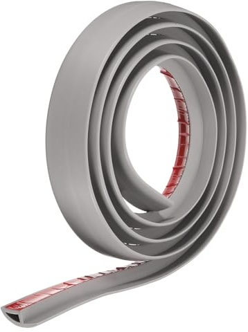 QUARKZMAN golvövergångslist 1,4 tum 16,56 m självhäftande PVC-matta-till-kakel-övergångslist skala och klistra fast täcklist för ojämnheter höjd 10 mm, grå