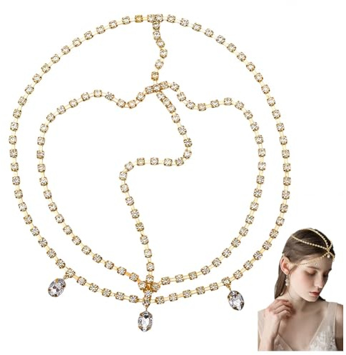 GORGECRAFT Strass huvudkedja gyllene boho kristall huvudbonad panna flapper gnistrande lager pannband kedja wirh kristallhängen kvinnor hår smycken tillbehör för bröllopsceremoni bal fest
