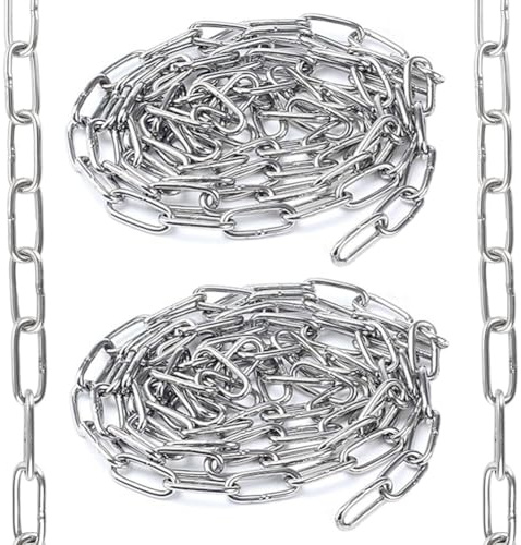 2 Pezzi M4 Catena in Acciaio Inossidabile 2M*4mm Catene a Maglie Saldate Catena in Acciaio Inox 304 per Collegare e Appendere Catene
