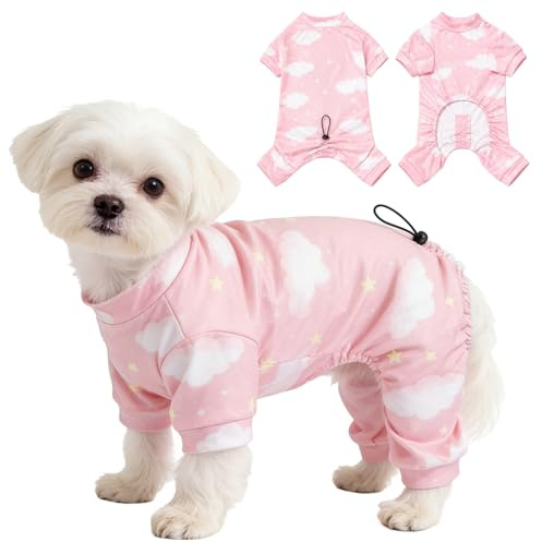 Fohuanky Pyjamas för Hundar av Liten Storlek, Fulltäckande Mjuk och Andningsbar Dräkt med Justerbar Rygglängd, Bekväma Pyjamas för Valpar av Raserna Bichon, Puddel, Malteser och Chihuahua
