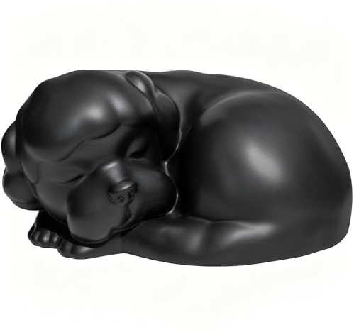 Urne pour Chien, Urne Funéraire et Souvenir pour Animal de Compagnie | Boîte en Forme de Caniche Endormi pour Garder les Cendres, Mesurant 18x16x8cm, sa capacité est d'environ 0.8 L