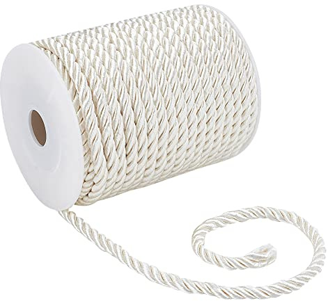 PH PandaHall 16m Cordino Decorativo Intrecciato 5mm Corda Nylon Intrecciato, Filo di Corda Bianco a 3 Strati per Decorazioni per la Casa Avvolgimento Regalo Natale Artigianato Fai Da Te