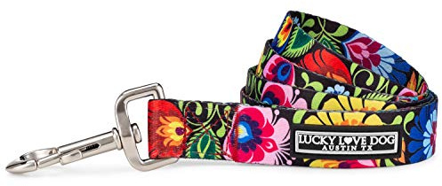 Lucky Love Dog Leash, Beautiful Vivid Patterns, Durable & Long Lasting (Blackbird, Large)