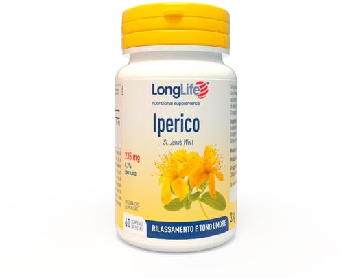 LongLife® Iperico | Integratore di iperico titolato al 0,3% in ipericina e al 2,1% in iperforina | Umore e benessere mentale | Azione rilassante | 2 mesi di trattamento | Senza glutine e vegano
