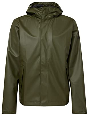 Helly Hansen Men's Moss Waterproof Windproof Hooded Raincoat Jacket, 469 Forest Nigh, L