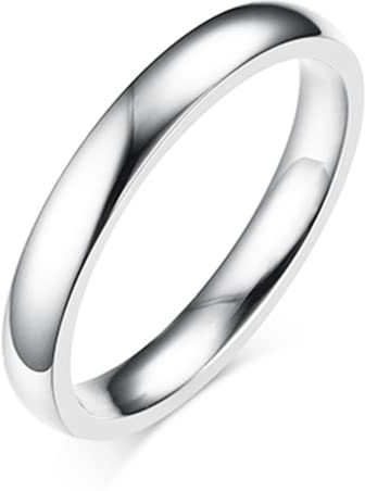 AURSTORE Bijoux Bague Homme Femme Anneau Inox fiançaille mariage 4mm Taille au choix 51-65 (Argent, 59)