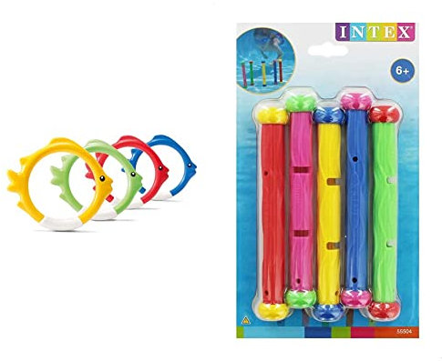 Underwater Fish Rings (NEW) & Summer Fun Swimming Pool Dive Sticks - 55504