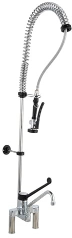 GastroHero Zweiloch Geschirrwaschbrause 2GWBT/E_PROFI | Tischmontage | Mischbatterie | Schwenkhahn | Profi Spülbrause | dosierbare Strahlstärke | Handbrause | 2 Mischventile für Warm- & Kaltwasser