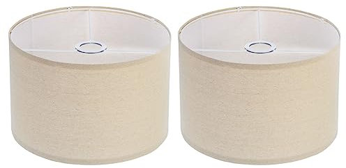 YOKIVE 2 Set Drum Lamp Shades, Table Lamps Floor Lamps | Provide Warm Light Great for Living Room, Bedroom, Study Room, Office (Cream, 12x12x8)