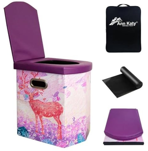 Ann Katy Tragbare Toilette für Erwachsene, XL Camping Toilette, Faltbares Tragbares Töpfchen für Camping, Auto, Boot, Wandern, Strand, RV