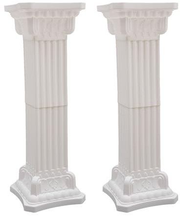 GDAE10 2PCS/4PCS White Wedding Roman Column Pillars,for Wedding Party Decoration,90cm Tall Plastic Pillars Flower Pot Columns ,Wedding Roman Column Sculpture (White-2PCS)