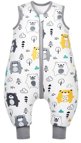 Mosebears Mosebars Schlafsack mit Füßen Ganzjährig Baby Schlafsack Winter 2.5 Tog Reine Baumwolle Schlafsack Verschiedene Größen Herbst Winter Schlafdecke Baby mit Füßen