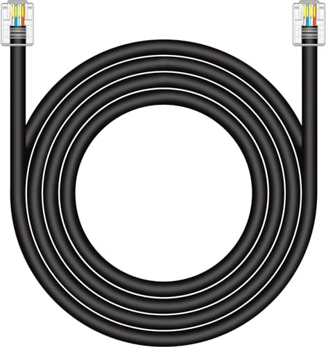 NECABLES CAT5 / CAT5e RJ11 Data Cable DSL Cable 25ft High-Speed for DSL Modem Twisted Wire UTP RJ11 6P4C Male to Male Black - 25 Feet