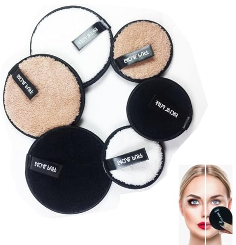 Reusable Makeup Remover Pads,6 Pack Facial Make Up Removal Wipes, Washable Face Cleaning Cloths, Soft Makeup Remover Rounds