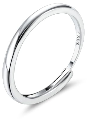 ALEXCRAFT Ring Silber 925 Damen Herren Offene Verstellbare Geschenke für Frauen Freundin Mama Mädchen Valentinstag 2mm