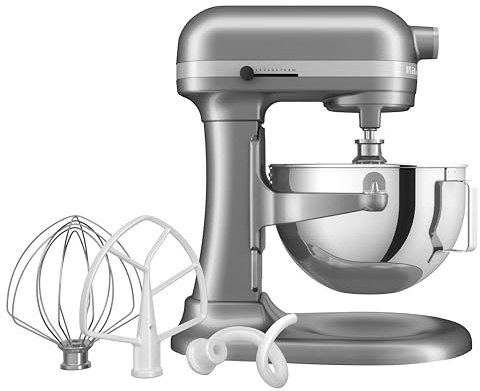 KitchenAid 375 W Heavy Duty Stand Mixer 5.2 Litre, Contour Silver, 11 Speed, Planetary Cake Mixer with Bowl Lift, Soft Start, Size: 419 x 287 x 372 mm - Includes Beater, Whisk, & Dough Hook, HW782