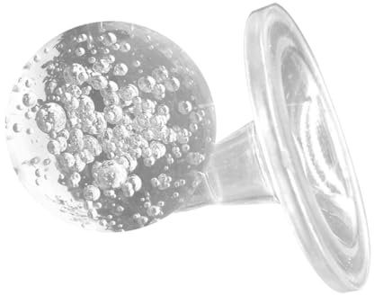 TOPBATHY Crystal Ball Water Fountain Ornament 3.1-inch Bubble Sphere with Glass Stand Feng Shui Tabletop Decor for Living Room and Tea Table, 8cm Bubble Crystal Sphere Set