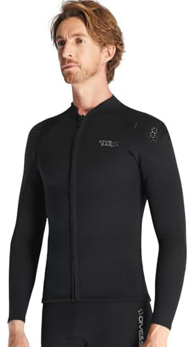Neoprenanzug Jacke für Herren 1.5mm Neoprenanzug Oberteile Warmhalten Langarm Frontreißverschluss Neoprenoberteil für Tauchen Surfen Schnorcheln Schwimmen Wassersport L Größe