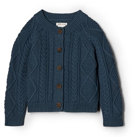 Amazon Essentials x Sofia Grainge Unisex Babies' Fisherman Cardigan Sweater, Dark Navy, 3-6 Months