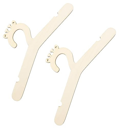TOGEVAL 2stücke Holzkleiderbügel Hänger DIY Babysachen Aufhänger Robust Naturmaterial Platzsparend Kinderzimmer Organizer