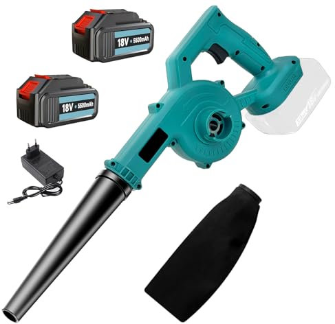 Akku-Laubsauger mit 2 3000mAh Batterien und Ladegerät, Kompatibel mit Makita akku 18V, Elektrischer Laubsauger/Laubbläser mit Blas und Saugset, 18v Akku-Laubbläser Set
