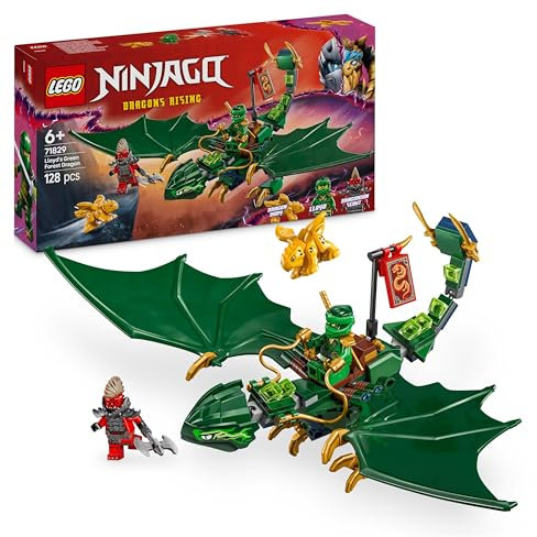 LEGO NINJAGO Lloyd’s Green Forest Dragon Figure - Building Toy with 2 Minifigures for Imaginative Play, Ninja Gift Idea for 6 Plus Year Old Boys, Girls & Dragons Rising Fans 71829