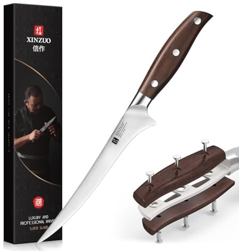 XINZUO 18,1cm Coltello per Sfilettare Acciaio Inossidabile Tedesco 1.4116, Tagliente Coltello da Pesce Professionale Coltello da Filetto Cucina Bordo Disossare Pesce e Carne-Manico in Red Sandalwood