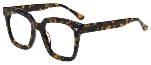 Firmoo Übergroße Blaulichtfilter Brille ohne Sehstärke Damen Herren Quadratische Rahmen Computerbrille Entspiegelt Blaulicht UV Schutzbrille für Bildschirme