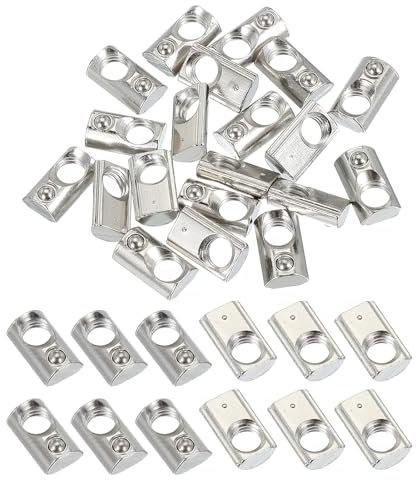 PATIKIL 2020 Series M6 t Slot Nuts, 20pcs Roll-in Spring Ball Loaded Elastic Nuts with 6mm Slot for Aluminum Extrusion Profile Rail 3D Printer, Silver