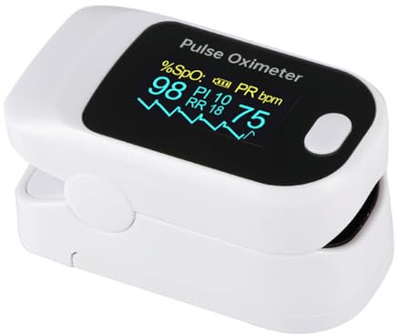 Pulsoximeter, Messung von Sauerstoffsättigung (SpO2) und Herzfrequenz (Puls), Fingeroximeter mit Farbdisplay, schmerzfreie Anwendung am Finger