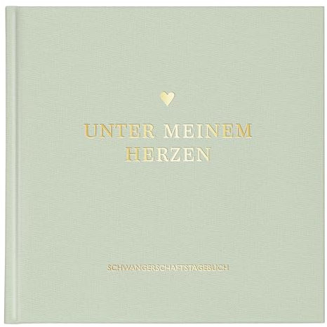 MINTKIND® Schwangerschaftstagebuch Salbei Leinen – Tagebuch Schwangerschaft mit 112 Seiten, Sticker Set, Erinnerungsbuch für Schwangere, Geburtsvorbereitung, Babybauch Buch