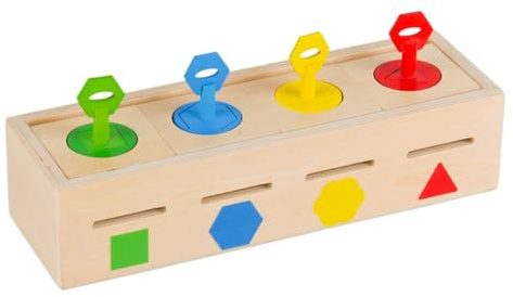 Weqizuerqi Sortierspiel für Kleinkinder – Lernbox aus Holz für Kindergarten | Box mit Formen und Farben mit Schlössern für Kindergarten, Haus oder Reise