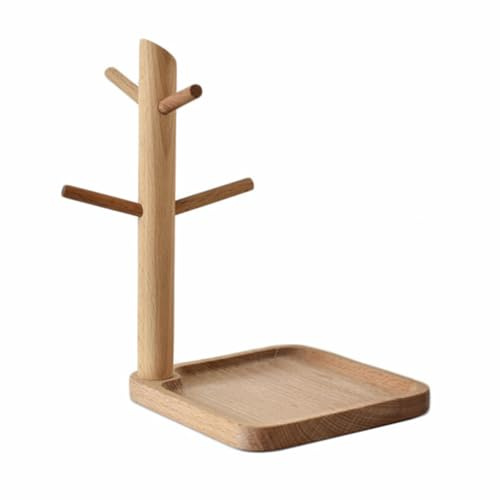 Didiseaon Wooden Key Tray: Entryway Key Holder Jewelry Storage Rack Home Organizer Jewelry Display Holder Earrings and Rings Closet or Desk Wood Color Kitchen Counter Storage