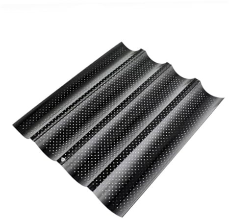 MUELODSIC Teglia per Baguette in Acciaio Carbonio Nero Slot Antiaderente Stampo Pane Francese per Forno Uso Domestico e Professionale