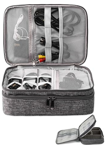 Borsa organizer, organizer per cavi, borsa da viaggio e casa, custodia elettronica a 3 strati ad alta capacità, impermeabile e antiurto, ideale per cavo, iPad, caricabatterie, cellulare, power bank e