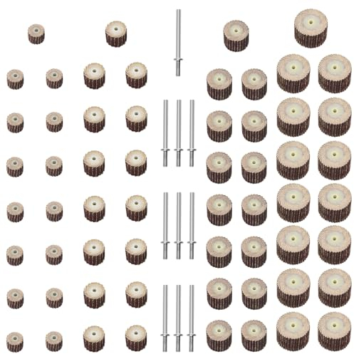 TOVOT 60 Stück 240 Körnung Fächerschleifer mit Metallschäften Lamellenschleifer für Rotierende Werkzeuge (4 Größen: 10/12/15/20MM)