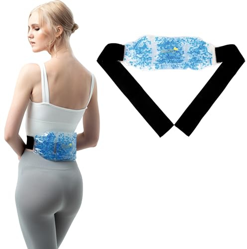 Zhu-Zhu Lower Back Hot & Cold Pack Therapeutic Gel Beads - Back Pain Relief Wrap - Sports Injury Heat Therapy Pad Reusable Microwave Heat Pad & Ice Pack