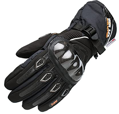 BORLENI Winter Motorradhandschuhe Herren, Motorrad Handschuhe Herr Warm Winterhandschuhe Wasserdicht Winddichte mit Touchscreen Knöchelschutz Schwarz L