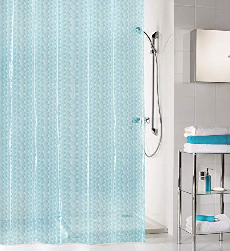 Kleine Wolke Soapy Duschvorhang, PEVA, Wasserblau, 180x200 cm