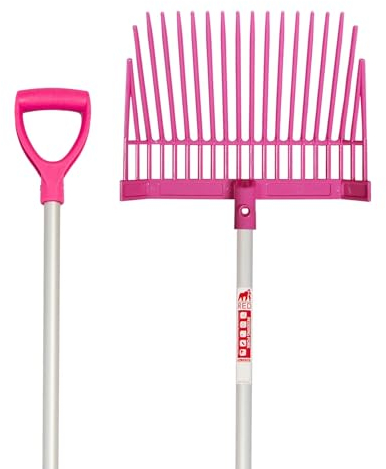 Red Gorilla Bedding Fork with D Handle Pink Lightweight For Stable Bedding Mucking Out Metal Pitchfork for Hay and Garden Compost 157cm Long