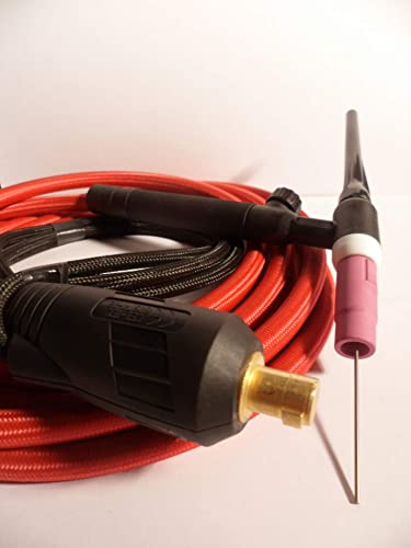 WIG TIG Schweißbrenner WP,SR,WK 17V (Ventil) - 8,0 meter Stromanschluss SK35 (13,0mm) Gas R1/4 StromgaskabelHoch Flexibel