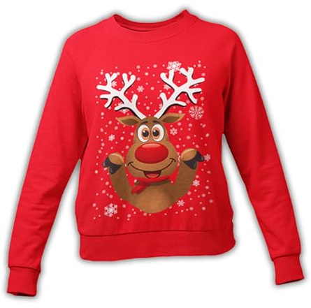 My Digital Print - Rudolph Love - Maglione Natalizio Unisex Bambino Bambina, Felpa Natalizia Idea Regalo Felpe di Natale per Famiglia, Pigiama Natalizio con Renna Merry Christmas (Rosso 1/2 Anni)