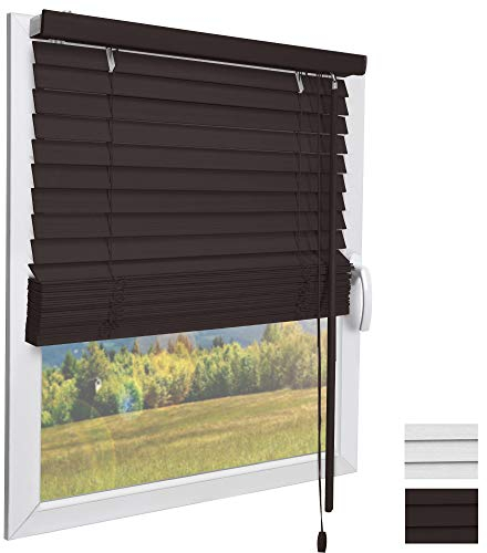 Sol Royal Holzjalousie SolDecor JH3 Jalousie aus Holz in Dunkelbraun - 70x130 cm Tür- und Fensterjalousie Holz umweltschonend produziert - Jalousien Blickschutz Fenster 3,5 cm breite Lamellen