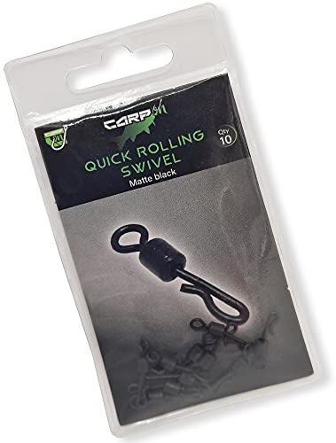 Carp On - Pack of 10 QUICK ROLLING SWIVELS Size 8 Made From Brass - Classic Design Terminal Tackle for Making Your Own Fishing Rigs [15-7208]
