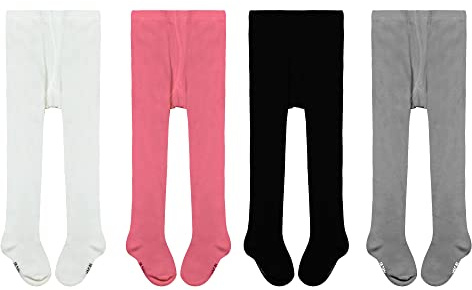 GENTABY - Collant per neonati e bambini dai 18 ai 24 mesi, unisex, color nero, bianco, rosa, grigio, 4 pezzi, nero + bianco + rosa + grigio, 18-24 Mesi