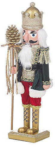 URBNLIVING Wooden Look Christmas Nutcracker Soldier Xmas Traditional Ornament Assorted Sizes (38cm, Green Tree)