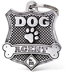 My Family Mèdaille pour chien personnalisé Made in Italy, Agent pour chien, Médaille pour chien avec gravure gratuite, Argent antique, Collection Bronx