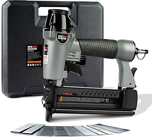 NEU MASTER Chiodatrice Pneumatica, 2 in 1 Sparachiodi Aria Pneumatica con 800 Chiodi e 200 Graffette,Graffettatrice Pneumatica con Occhiali di Protezione e Custodia in Plastica Portatile