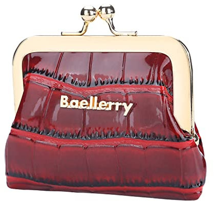 AIFILLE Münzbeutel Leder PU Klein, Münzbörse Geldbörse Damen Klein, Mini Slim Portemonnaie Geldbeutel mit Klippverschluss Coin Purse Pouch Wallet for Women Mädchen Münzen Geldbörse Geldtasche, Rot