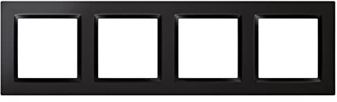 SIMON - Wandschalterrahmen, 4 Elemente, kompatibel mit Simon 10 Mechanismen, für den Innenbereich geeignet, einfach zu montieren, kompatibel mit Drucktaster, Schalter und Schuko-Steckdose, Schwarz